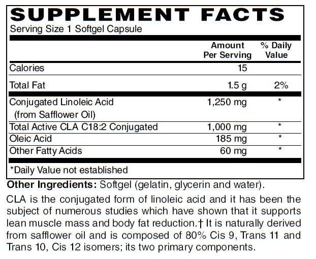 Supplement facts forCLA