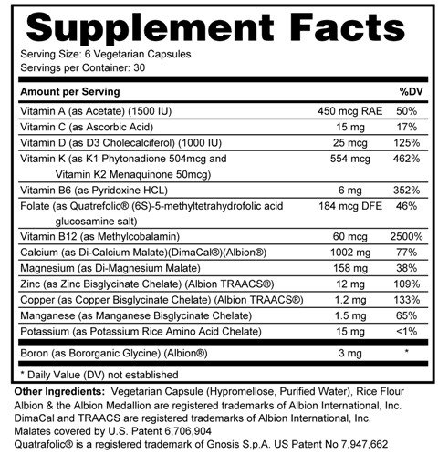 Supplement facts forCal Plus