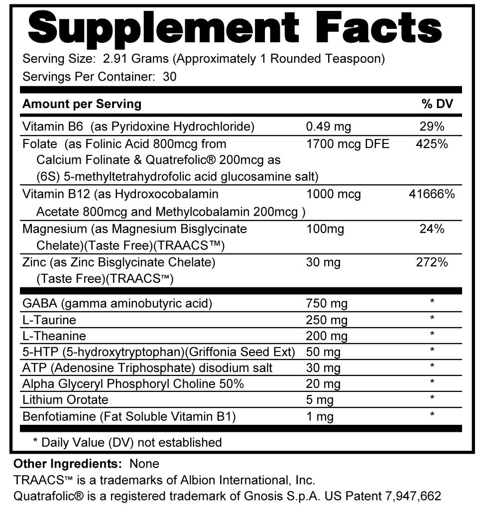 Supplement facts forBrain Care