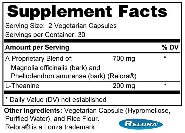 Supplement facts forCortisol Balance 60s