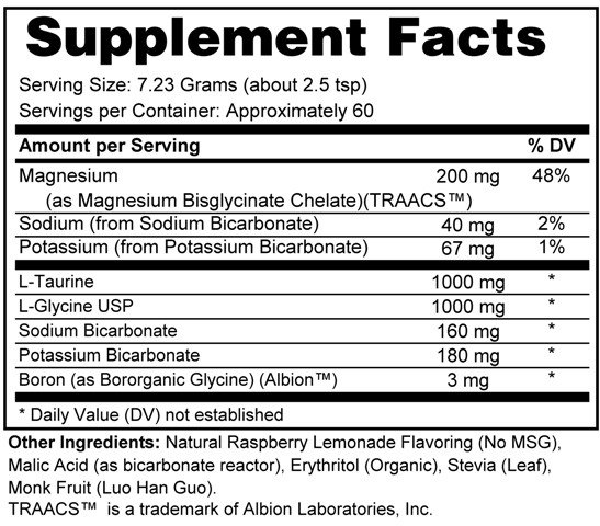 Supplement facts forElectrolyte Complex