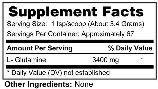 Supplement facts forGlutamine Powder 227gr