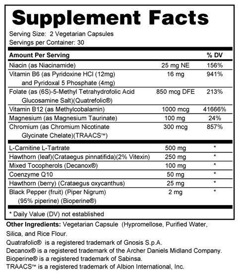 Supplement facts forHeart Support 60s