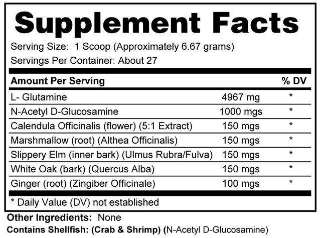 Supplement facts forIBS Powder 180gr