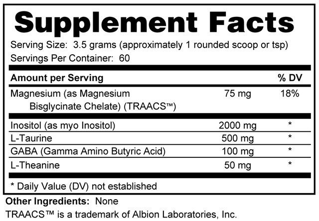 Supplement facts forFocus Plus
